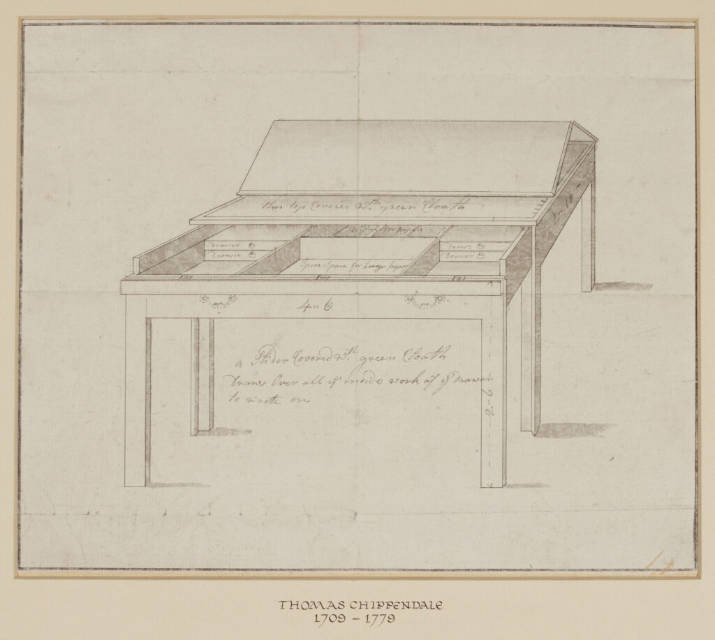 View full screen - View 1 of Lot 585. ENGLISH SCHOOL, 18TH CENTURY | Design for an architect's table.
