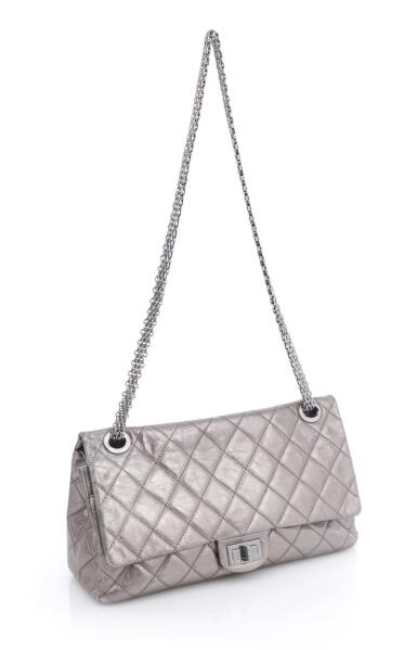 View full screen - View 1 of Lot 167. Silver Aged Calfskin Quilted Reissue 228 Double Flap Ruthenium Hardware, 2009 (Borsa quilted reissue flap, argento 2008 -2009).