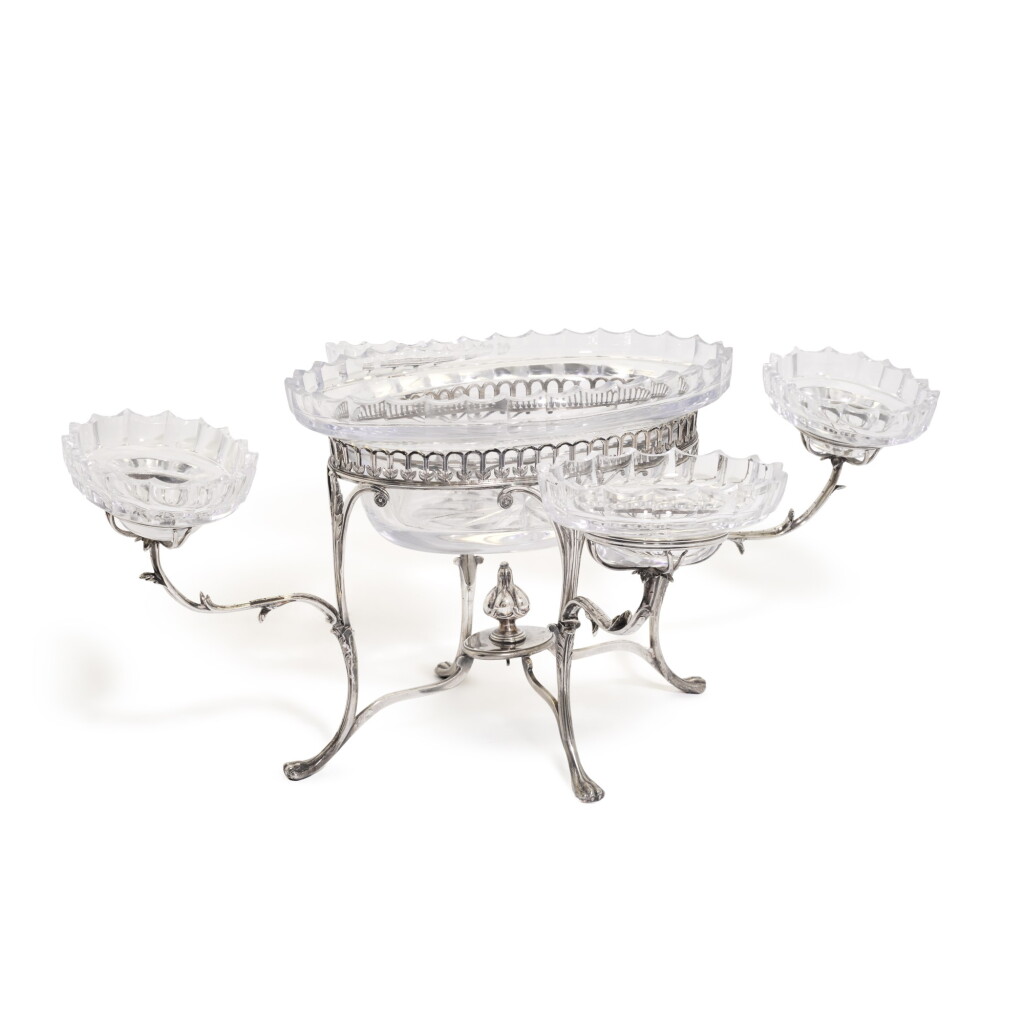 View full screen - View 1 of Lot 81. A George III silver four-branch epergne, Pitts & Preedy, London, 1794.