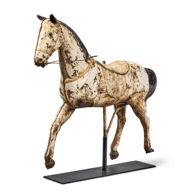 View full screen - View 1 of Lot 3. American White-Painted Full-Bodied Sheet Iron Horse Weathervane, Circa 1930.