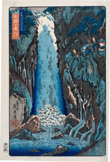 View full screen - View 1 of Lot 69. Keisai Eisen (1790-1848) | The Kegon Falls, One of the Three Waterfalls (Kegon no taki, santaki no sono ikkei) | Edo period, 19th century .