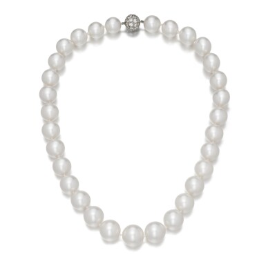 View full screen - View 1 of Lot 501. Cultured Pearl and Diamond Necklace .