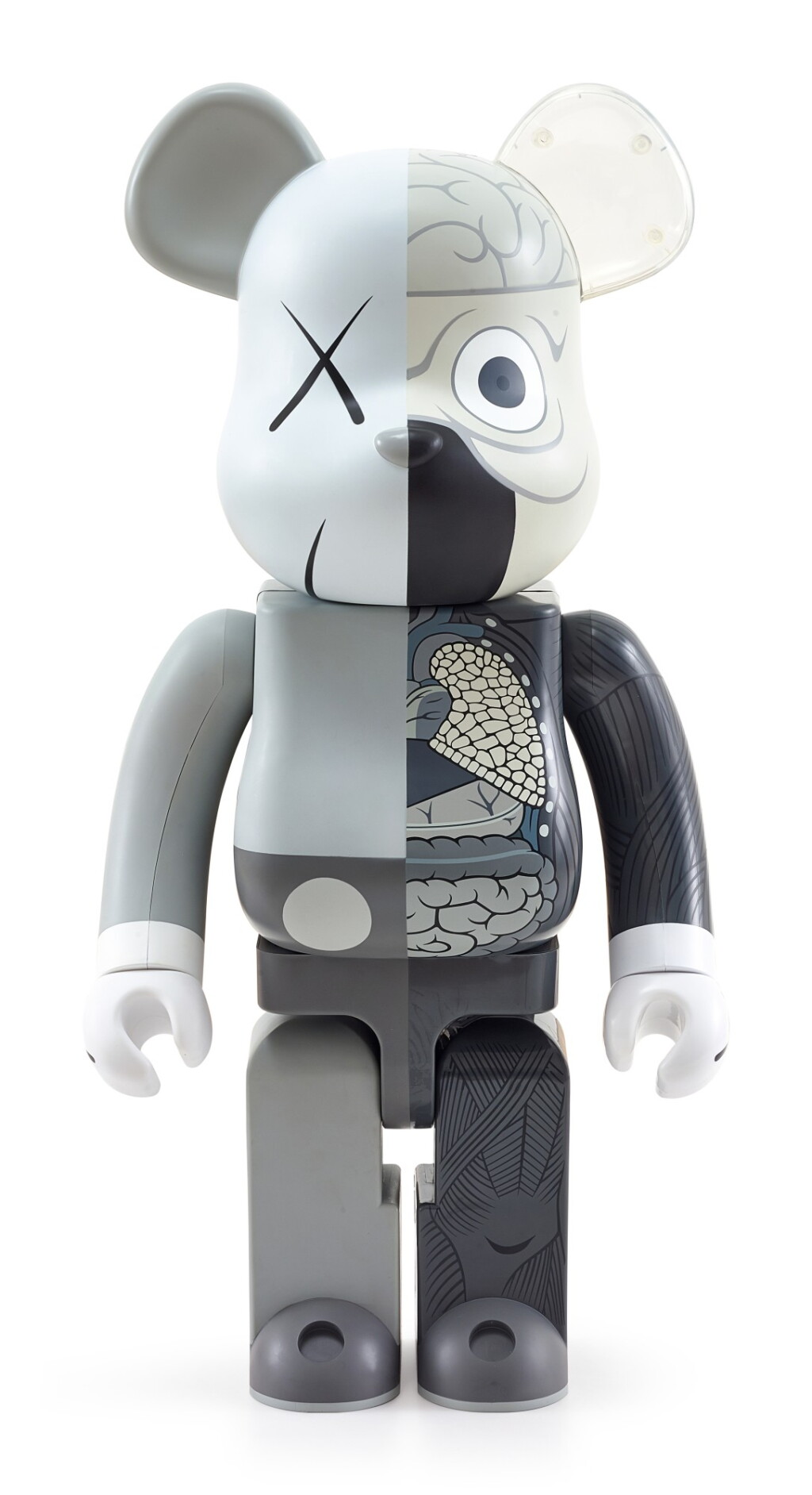 View full screen - View 1 of Lot 1100. KAWS | 1000% DISSECTED COMPANION BE@RBRICK (GREY) 1000% 切開同伴 BE@RBRICK(灰).
