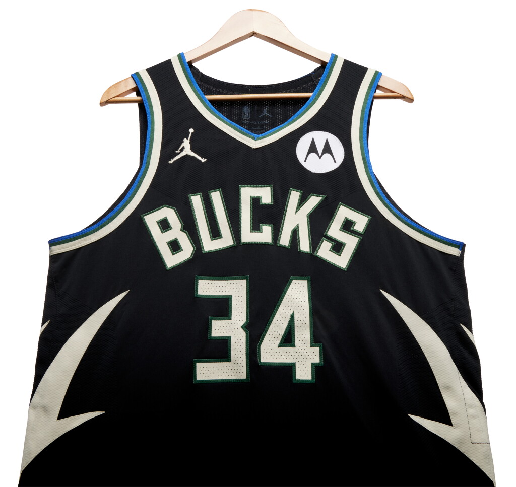 View full screen - View 1 of Lot 33. Giannis Antetokounmpo Milwaukee Bucks 2023-2024 Game Worn Statement Edition Jersey | Double-Double | 40 Points.