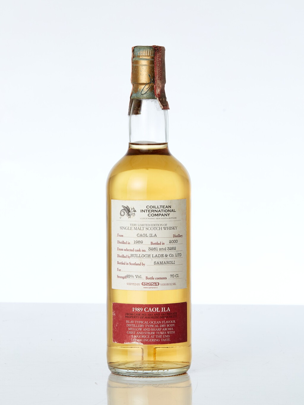 View full screen - View 1 of Lot 7651. Caol Ila Samaroli Cask #3261 and 3262 45.0 abv 1989 (1 BT70).