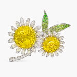 Yellow Tourmaline, Demantoid Garnet, Diamond and Sapphire ‘Yellow Flower’ Brooch | Gimel | 黄色碧璽 配 翠榴石 配 鑽石 及 藍寶石 ‘Yellow Flower’ 胸針