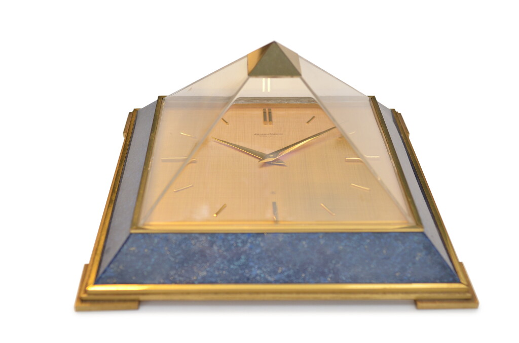 View full screen - View 1 of Lot 103. Gilt brass pyramid desk clock Circa 1960.