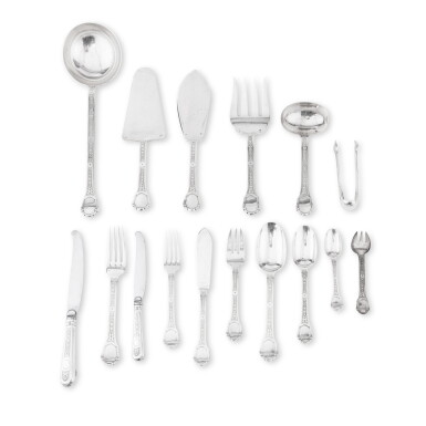 View full screen - View 1 of Lot 384. A 124-piece silver flatware partial set, Versailles pattern, Tétard Frères, Paris, circa 1910 | Partie de ménagère en argent de 124 pièces, modèle Versailles, par Tétard Frères, Paris, vers 1910.
