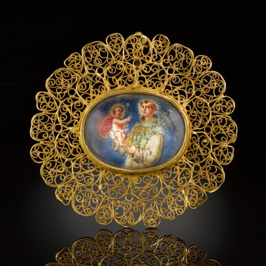 View full screen - View 1 of Lot 39. Spanish, mid-17th century | Pendant with Saint Christopher and the Christ Child.