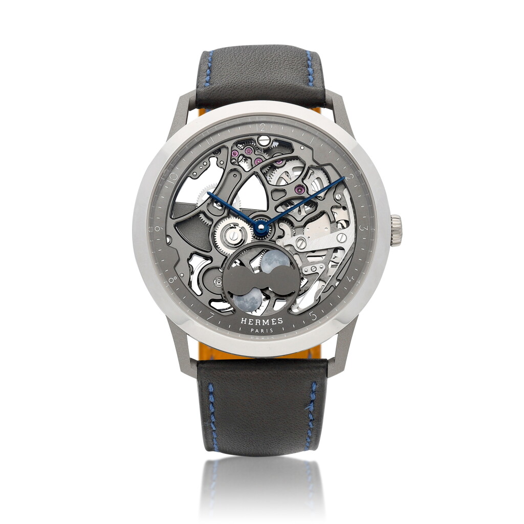 View full screen - View 1 of Lot 1129. Slim d'Hermès Squelette Lune, Reference CA6.841, a platinum and titanium skeletonised automatic wristwatch, Circa 2023.