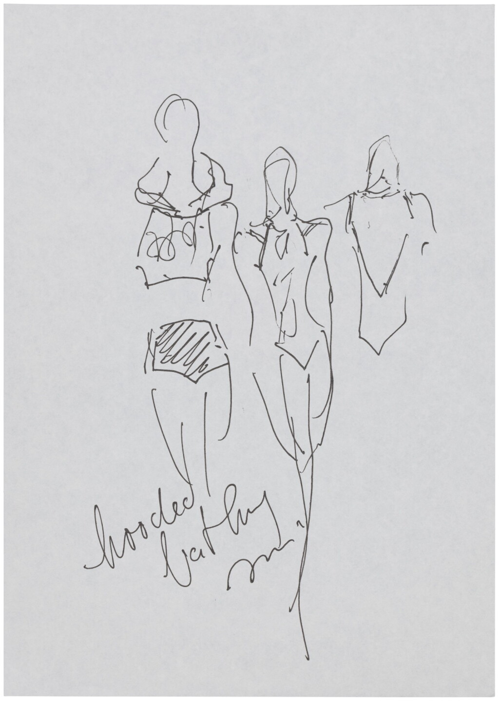 View full screen - View 1 of Lot 5. An original sketch for fashion | Croquis de mode original.