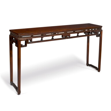 View full screen - View 1 of Lot 973. AN ARCHAISTIC 'HONGMU' CORNER-LEG TABLE, QING DYNASTY, 19TH CENTURY.
