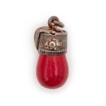 A Fabergé gold and silver-mounted guilloché enamel and purpurin egg pendant, workmaster Erik Kollin, St Petersburg, 1899-1903