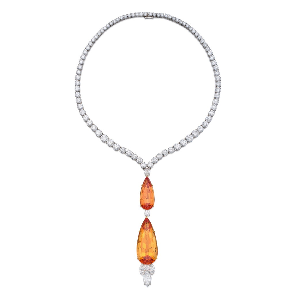 View full screen - View 1 of Lot 69. An Attractive Topaz and Diamond 'Royal Gardens' Pendant-Necklace.