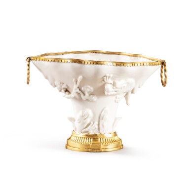 View full screen - View 1 of Lot 441. A gilt-bronze mounted Chinese Dehua porcelain libation bowl, the porcelain 18th century, the mounts Louis XVI, circa 1775.
