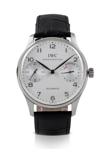 View full screen - View 1 of Lot 46. IWC | PORTUGIESER AUTOMATIK 2000, REF 5000 LIMITED EDITION PLATINUM WRISTWATCH WITH POWER RESERVE INDICATION CIRCA 2000.