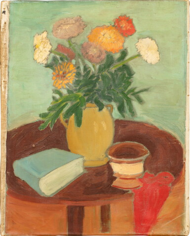 View full screen - View 1 of Lot 37. Still Life with Flowers and Book | Nature morte aux fleurs et au livre.