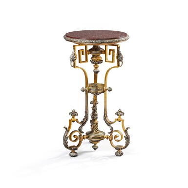View full screen - View 1 of Lot 447. A Napoleon III gilt and silvered metal guéridon, attributed to Eugène Cornu, late 19th century.