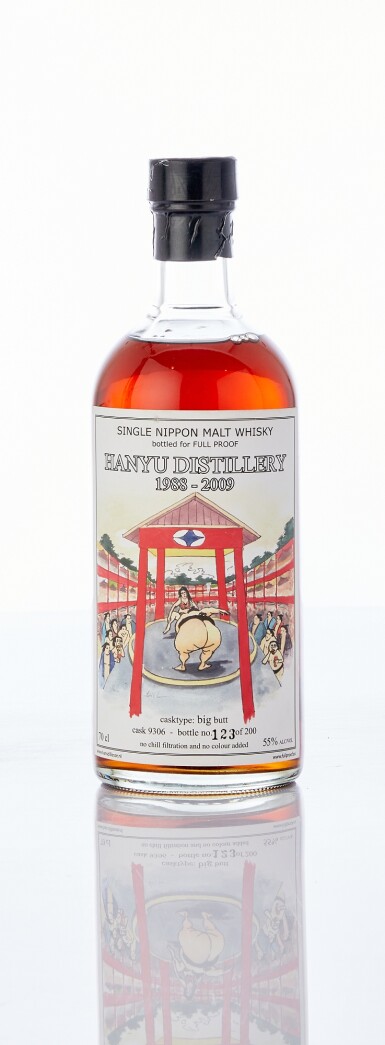 View full screen - View 1 of Lot 6257. 羽生 Hanyu 1988-2008 Full Proof 'Big Butt' Single Cask #9306 1988 (1 BT70).