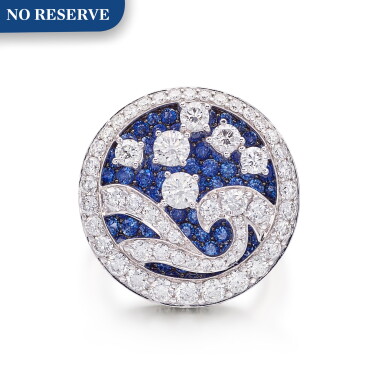 View full screen - View 1 of Lot 1092. 'Wave' Sapphire and Diamond Ring | 格拉夫| 'Wave' 藍寶石 配 鑽石 戒指 (鑽石及藍寶石共重約2.40及2.20克拉).