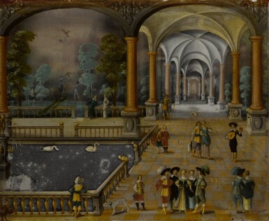 View full screen - View 1 of Lot 166. A fantasy palace with elegant company.