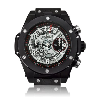 View full screen - View 1 of Lot 8169. Big Bang Unico, Reference WALL0040L_UNICO | A blackened metal work semi-skeletonised wall clock, Circa 2019 | 宇舶 | Big Bang Unico 型號WALL0040L_UNICO | 黑色金屬製半鏤空掛牆鐘,約2019年製.