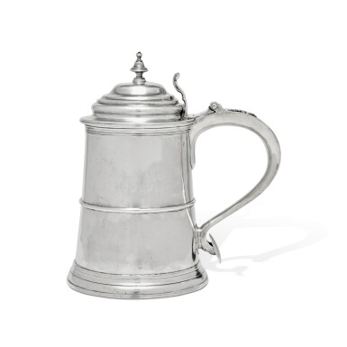 View full screen - View 1 of Lot 943. American Silver Tankard, Samuel Burt, Boston, Circa 1750.