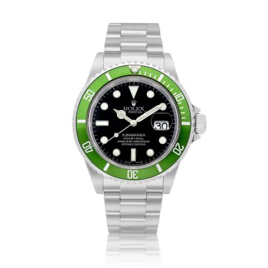 View full screen - View 1 of Lot 2105. Submariner "Kermit Flat 4", Reference 16610LV | A stainless steel wristwatch with date and bracelet, Circa 2003 | 勞力士 | Submariner "Kermit Flat 4" 型號16610LV | 精鋼鏈帶腕錶,備日期顯示,約2003年製.