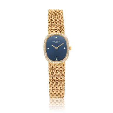 View full screen - View 1 of Lot 496. Ellipse, Ref. 4698J Yellow gold and diamond-set bracelet watch Circa 1978.