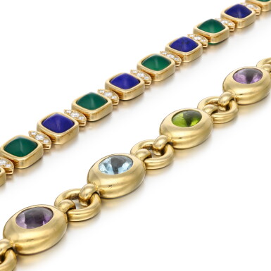 View full screen - View 1 of Lot 111. Two gem-set and diamond bracelets.