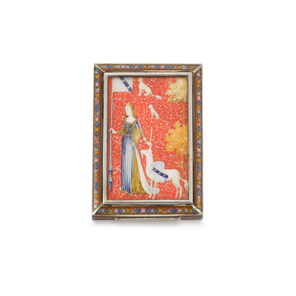 View full screen - View 1 of Lot 41. A parcel-gilt silver and enamel card case, Austrian, circa 1925.