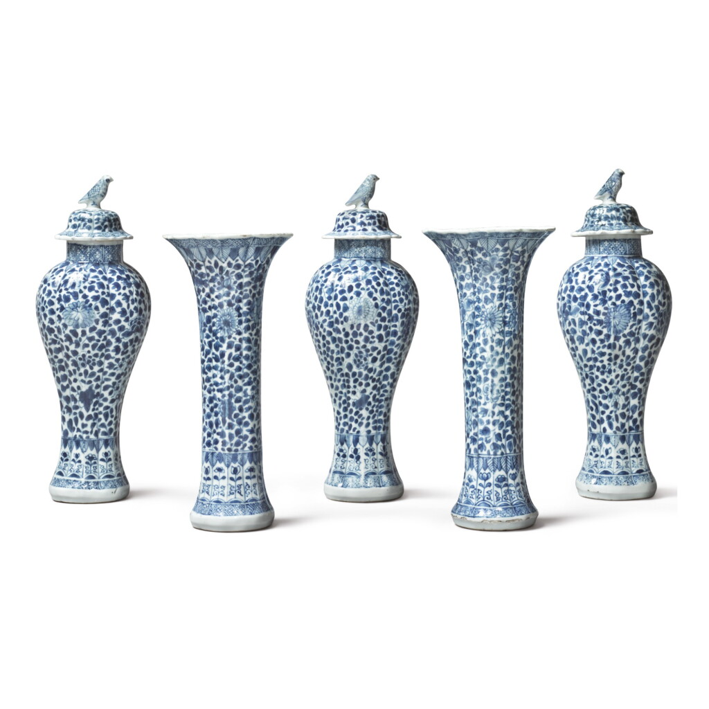 View full screen - View 1 of Lot 288. A CHINESE BLUE AND WHITE FIVE-PIECE GARNITURE QING DYNASTY, 18TH CENTURY.