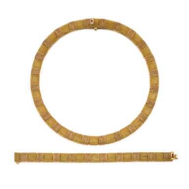 View full screen - View 1 of Lot 26. Gold Necklace and Bracelet.