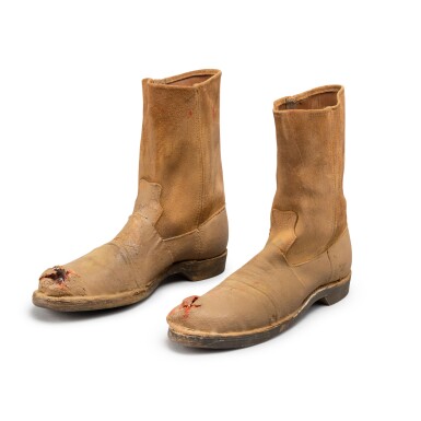 View full screen - View 1 of Lot 85. "Butch Cassidy and the Sundance Kid" | Revised Pages from the Film Script, with a Pair of Prop Boots.