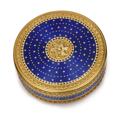 View full screen - View 1 of Lot 1141. A two-coloured gold and enamel snuff box, nineteenth century in earlier taste .