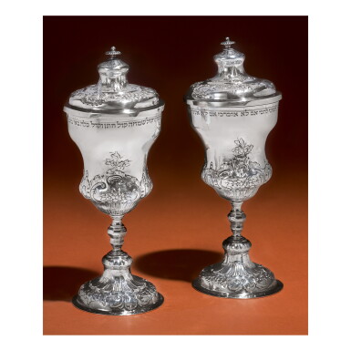 View full screen - View 1 of Lot 139. A RARE PAIR OF GERMAN SILVER COVERED CUPS, IGNATIUS CASPER BERTHOLT, AUGSBURG, 1777-79.