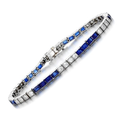 View full screen - View 1 of Lot 367. Sapphire diamond bracelet, 1920s.