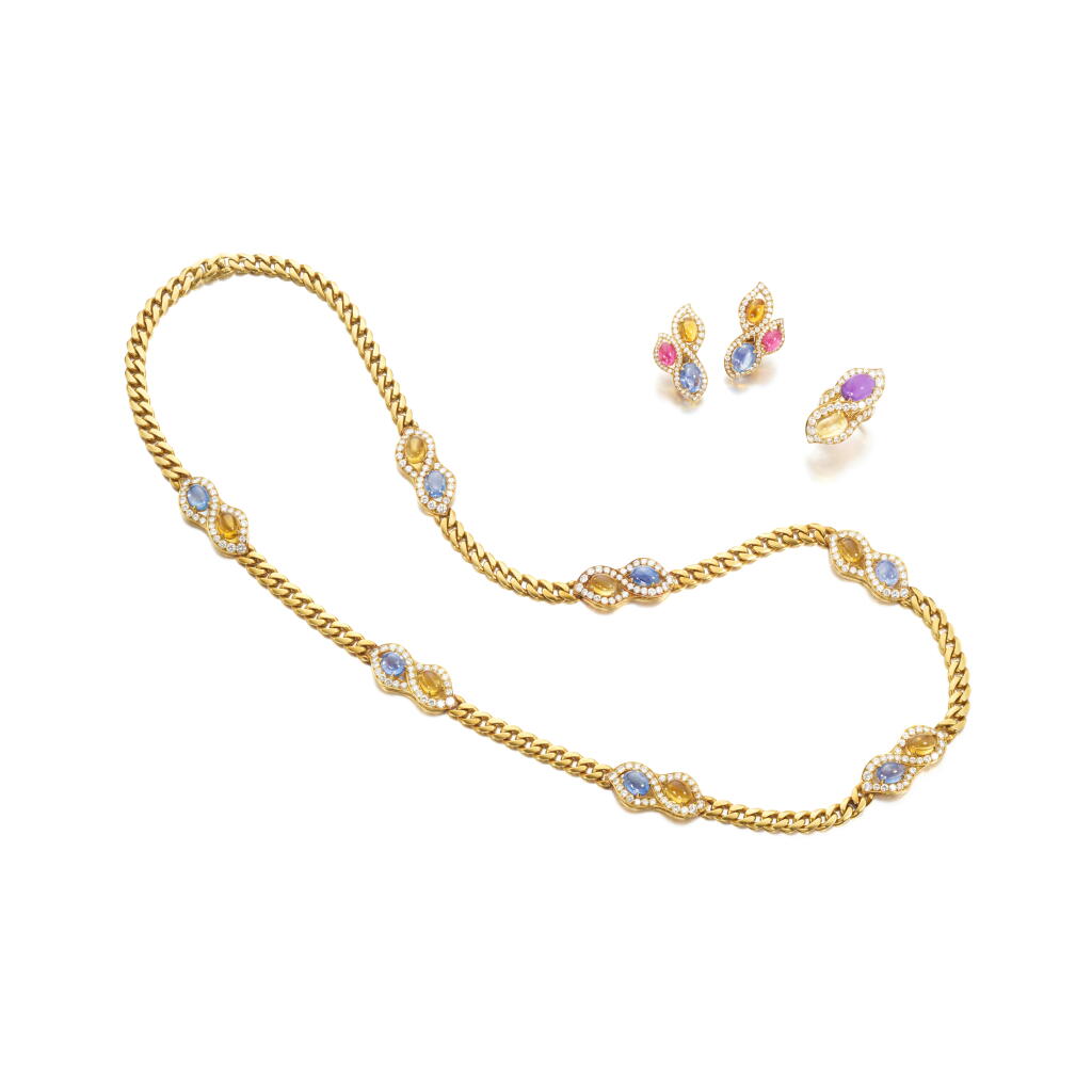 View full screen - View 1 of Lot 509. Gem set and diamond parure, 1980s.