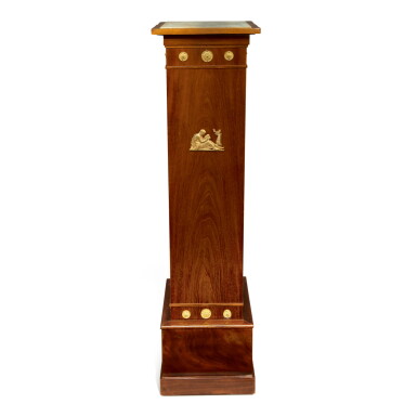 View full screen - View 1 of Lot 824. AN EMPIRE GILT BRONZE-MOUNTED MAHOGANY PEDESTAL, EARLY 19TH CENTURY.