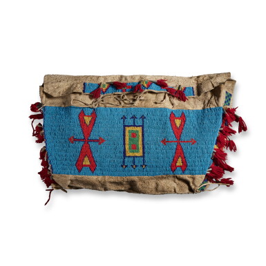View full screen - View 1 of Lot 56. Lakota Beaded Hide Tipi Bag.
