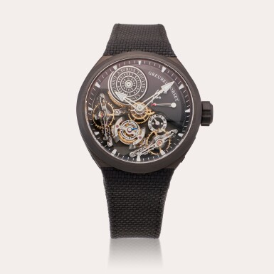 View full screen - View 1 of Lot 127. Reference P01282 Double Balancier Convexe | A limited edition titanium and carbon fiber semi-skeletonized wristwatch with inclined dual balance wheels, four-minute spherical constant differential, and power reserve indication, Circa 2025.