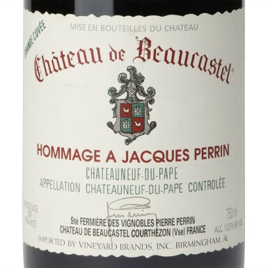 View full screen - View 1 of Lot 440. Château de Beaucastel, Hommage à Jacques Perrin 2009 (3 BT).