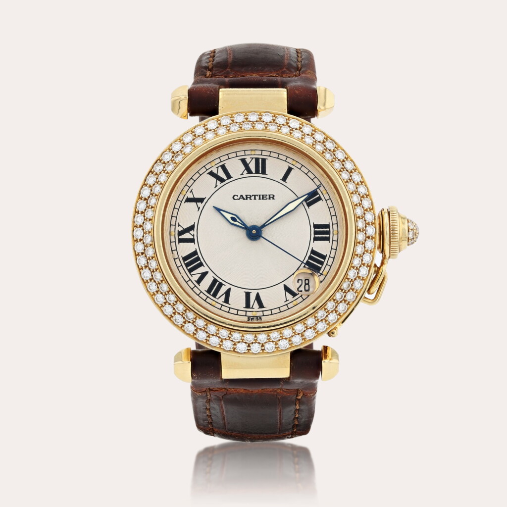 View full screen - View 1 of Lot 430. Pasha, reference 1035 Montre bracelet en or jaune sertie de diamants avec date | Yellow gold and diamond-set wristwatch with date Vers 1998 | Circa 1998.