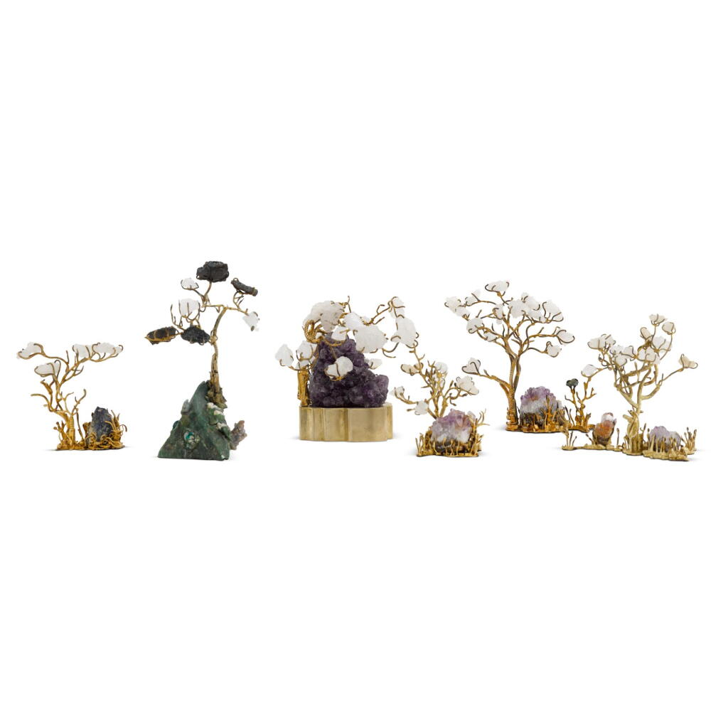 View full screen - View 1 of Lot 173. A group of six silver-gilt tree ornaments, three visibly marked with maker's mark FB, London 1972/1973.