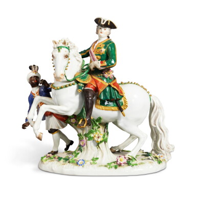 View full screen - View 1 of Lot 622. A Meissen Equestrian Figure Group of The Empress Elizabeth of Russia, Late 19th Century.