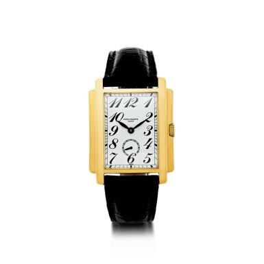 View full screen - View 1 of Lot 159. PATEK PHILIPPE | REFERENCE 5024 GONDOLO A YELLOW GOLD RECTANGULAR WRISTWATCH, MADE IN 1994.