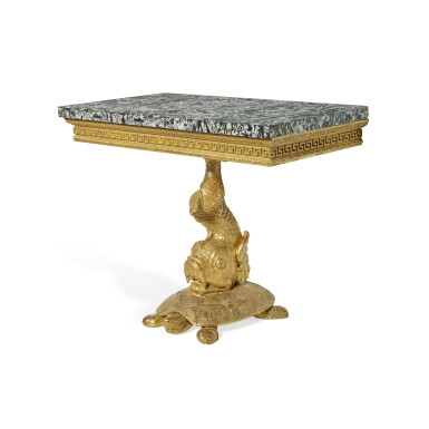 View full screen - View 1 of Lot 1008. A George II Style Giltwood Console Table in the Manner of William Kent, part 19th Century.