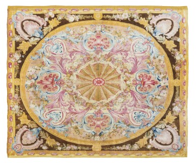 View full screen - View 1 of Lot 55. A Louis XV Savonnerie carpet, woven after a design by Chevillon, flowers attributed to Louis Tessier, circa 1750-1760.