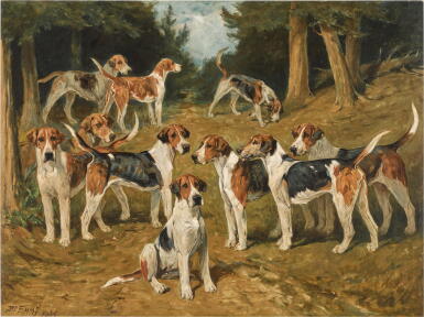 View full screen - View 1 of Lot 163. Five couples of hounds.