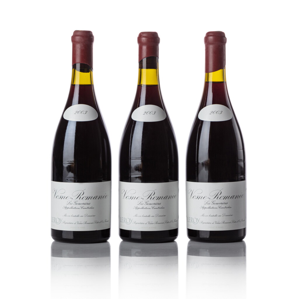 View full screen - View 1 of Lot 1. Vosne Romanée, Les Genevrières 2003 Domaine Leroy (3 BT) .